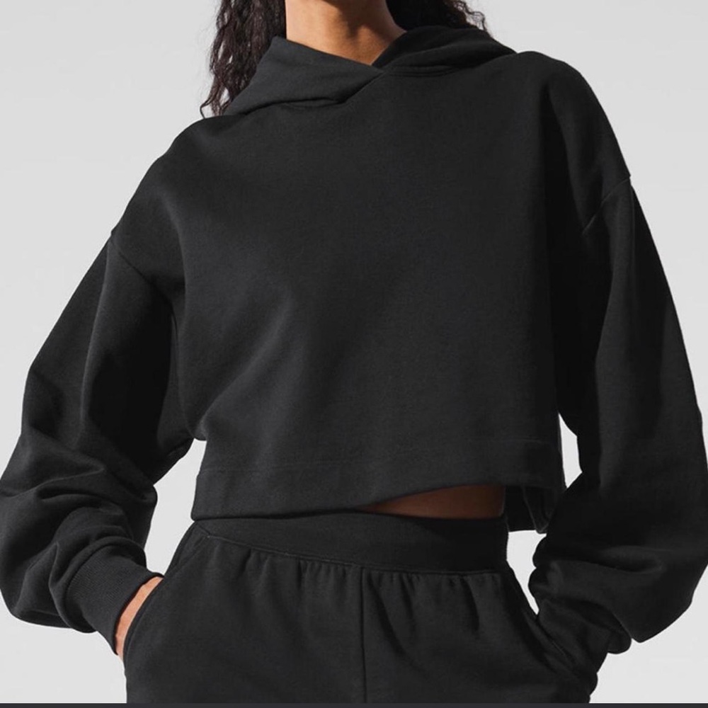Alo Yoga black cropped bae hoodie